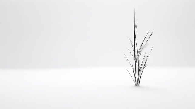 minimal tall grass in snow background wallpaper