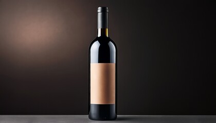 Fototapeta premium A wine bottle with an elegant, minimalist label set against a dark background with subtle reflections, creating a sophisticated and luxurious atmosphere