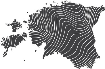 abstract map of Estonia with wave pattern