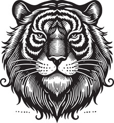 Tiger head vector black illustration