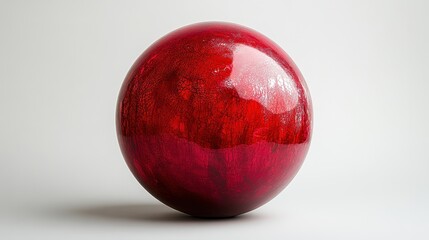 Obraz premium A sphere of vibrant red, its surface adorned with intricate patterns and hues, rested majestically against a stark white canvas, drawing the eye with its captivating presence.