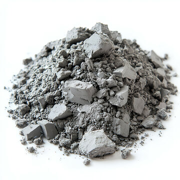 Gray Cement Powder and Aggregate Mound: Essential Construction Materials for Industrial Building and Masonry