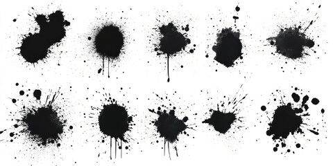  small cricular black ink spots in different sizes 