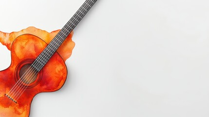 A vibrant watercolor illustration of an acoustic guitar, showcasing artistic colors and smooth curves on a white background.