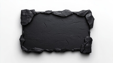 textured black slate board with rough edges, perfect for presentations or displays. natural stone appearance adds rustic touch to any setting