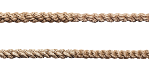 One long thick rope isolated on white background as transparent PNG AI GENERATED