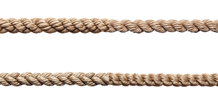 One long thick rope isolated on white background as transparent PNG AI GENERATED