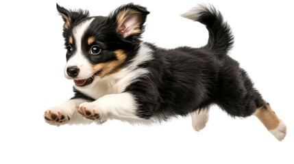 Fototapeta premium jumping border collie puppy isolated on white background