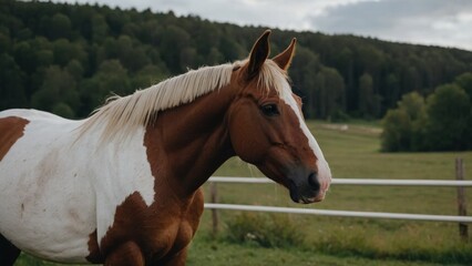 Marvelous Mare Portrait on the Green Pasture