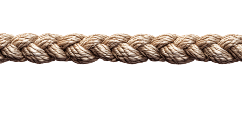 One long thick rope isolated on white background as transparent PNG AI GENERATED