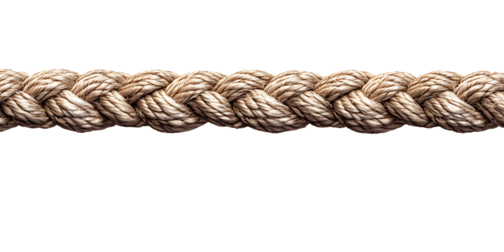One long thick rope isolated on white background as transparent PNG AI GENERATED