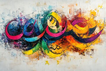 Colorful abstract Arabic calligraphy painting.