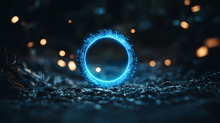 Glowing blue circle on dark background