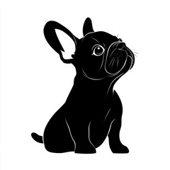 High contrast black silhouette of French Bulldog, showcasing its unique features and expression