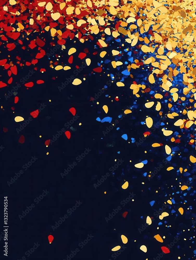Poster festive celebration with scattered confetti in vibrant colors creating a lively atmosphere for joyou