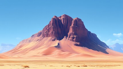 Naklejka premium Majestic Desert Mountain Under a Clear Blue Sky