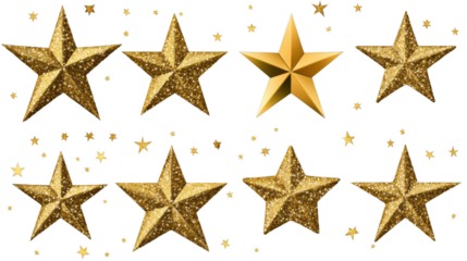 golden glitter stars and sparkles isolated on white background