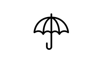 A minimalist black and white line-drawn umbrella icon with a simple and clean design.