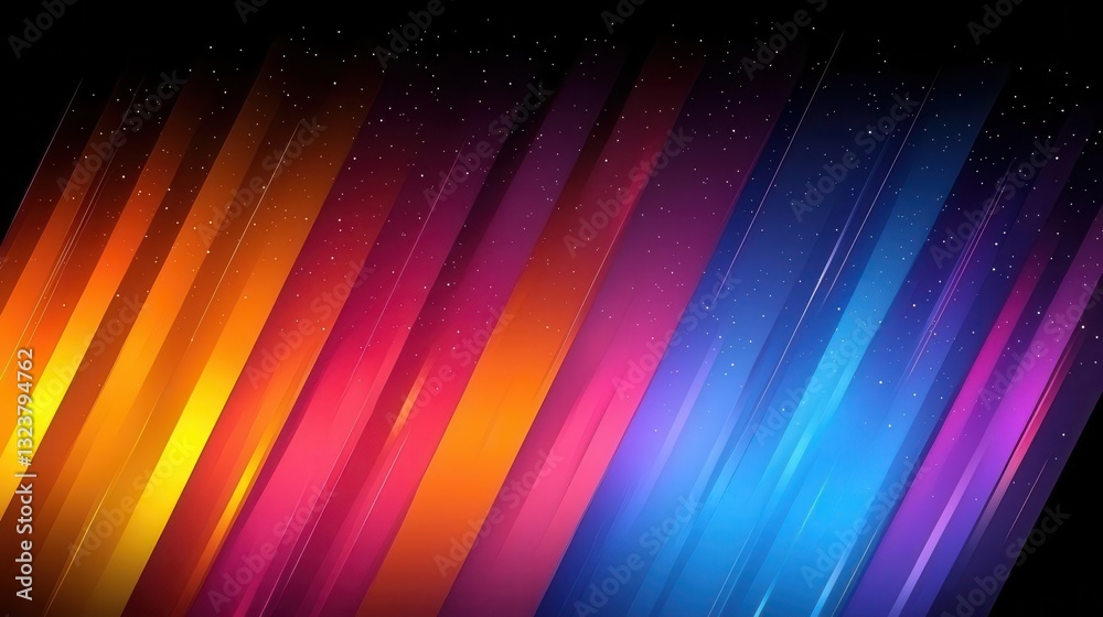 Poster vibrant abstract lines in a spectrum of colors, creating a dynamic and energetic visual effect for d