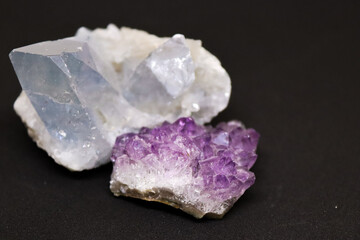 Natural stones, minerals, and crystals, showcasing their raw beauty and intricate patterns. A close-up of a stone cut in half, revealing its inner structure and vibrant colors, perfect for geology