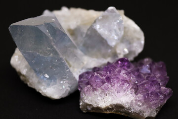 Natural stones, minerals, and crystals, showcasing their raw beauty and intricate patterns. A close-up of a stone cut in half, revealing its inner structure and vibrant colors, perfect for geology