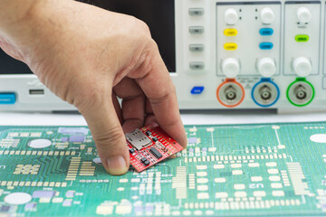 Prototype electronics board setup for testing on PCB design in a lab environment