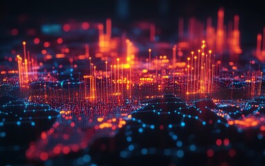 Obraz premium An interactive carbon tracking system with CO2 emissions visualized through digital networks