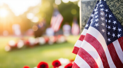 Memorial Day celebration in a sunlit park honoring veterans