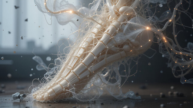 Skeleton foot with ligaments back view