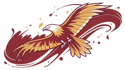 Obraz premium Vibrant dark red and gold watercolor splash with a smooth, flowing texture on a white background. Perfect for creative projects and backgrounds.