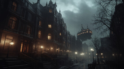 Steampunk Metropolis: Industrial City Background