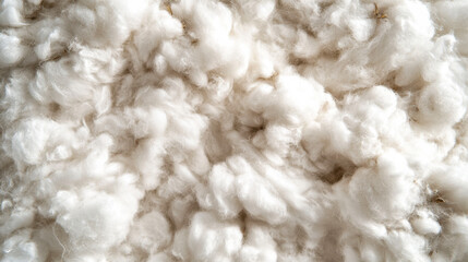 Soft white fibers create a fluffy texture in a textile workshop during the day