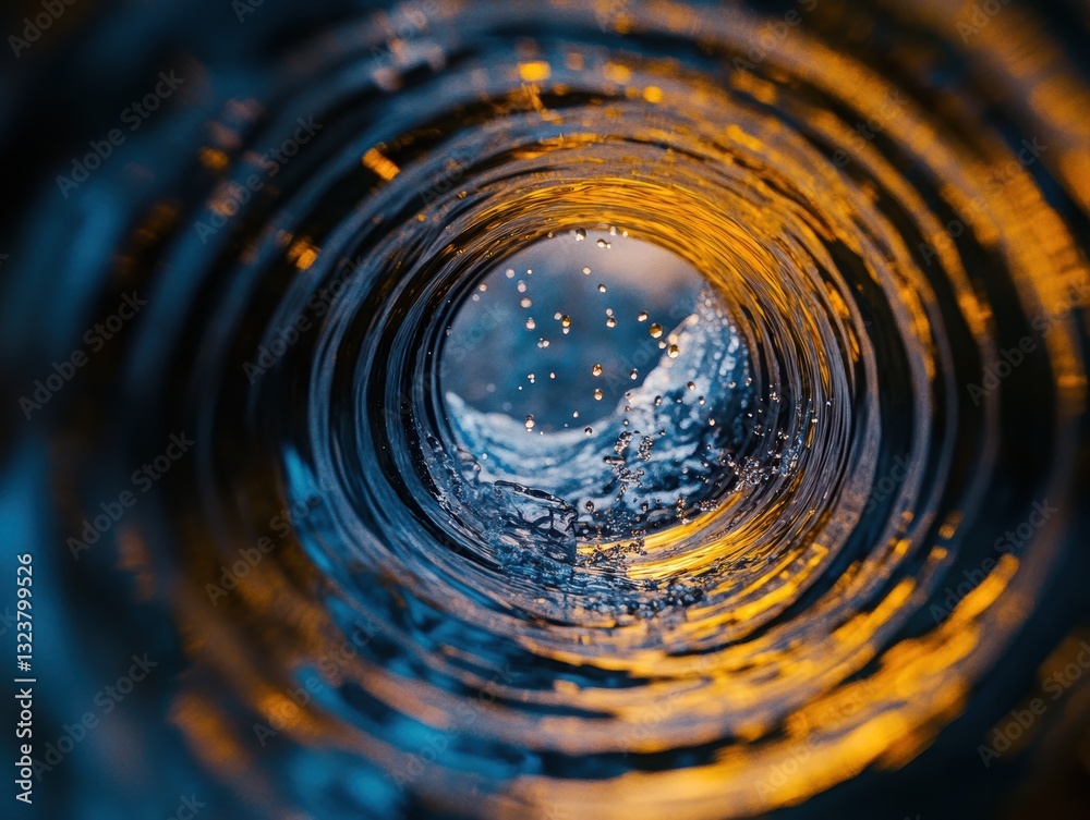 Poster inside the abstract portal: an abstract and eye-catching view down a tunnel, illuminated with gradie