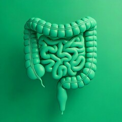 Green Large Intestine, Medical 3D Illustration