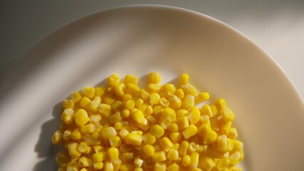 Sweet Corn Kernels on a White Plate