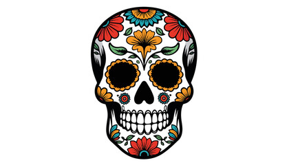 Decorative sugar skull with colorful floral patterns