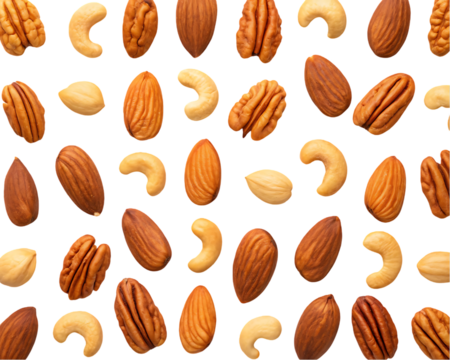 Mixed nuts background pattern.