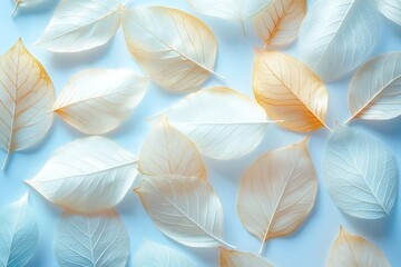 Delicate Transparent Leaves in Gold and Pastel Colors