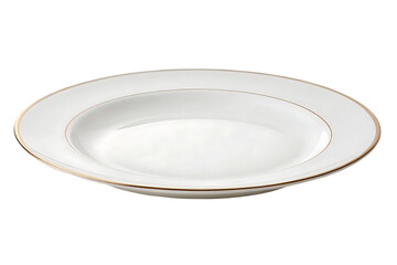 White porcelain pasta bowl with a delicate gold rim.