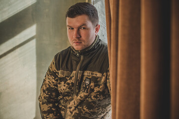 Soldiers psychology, mental health of military people, portrait close up.