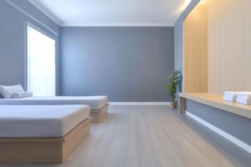 Modern minimalist bedroom design with natural light and simple decor