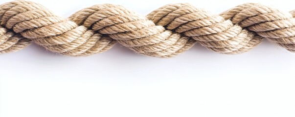 Fototapeta premium Braided thick rope against a white background showing detail and texture