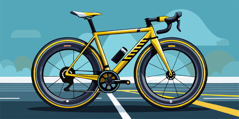 Fototapeta premium yellow black racing sport road bike bicycle racer isolated
