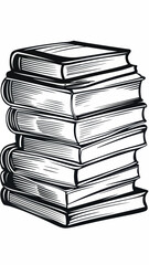 Naklejka premium Vintage Book Stack Engraving Vector Art - Academic and Literary Concept Design