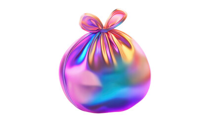 holographic 3d money bag icon design featuring isolated on white background