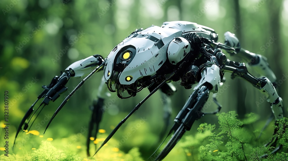 Poster a futuristic robotic system designed based on insect movement for automation.