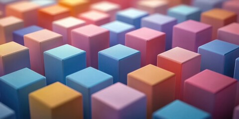 Obraz premium Colorful Abstract Cubes Impressions Soft Lighting Minimalist Isometric Design