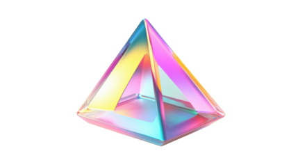 holographic 3d triangle icon design showcasing isolated on white background