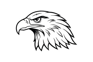 A black and white line art illustration of an eagle's head.eps