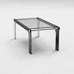 Office desk with glass tabletop. Isolated. 3D Render.